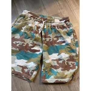 Sovereign Code Camo Sweat Shorts Brown Teal Camouflage L